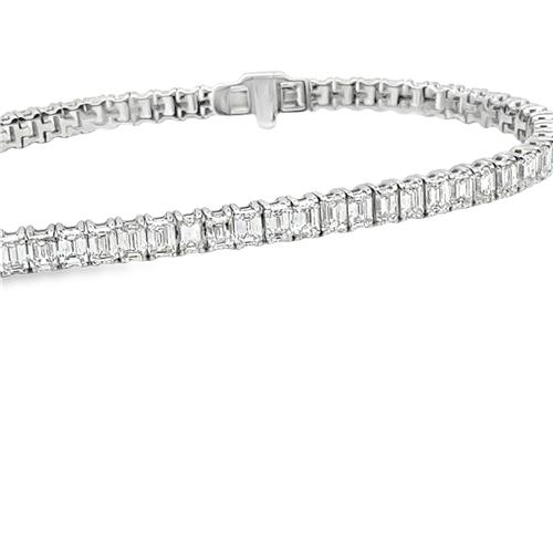 18K white gold Emerald cut diamond tennis bracelet