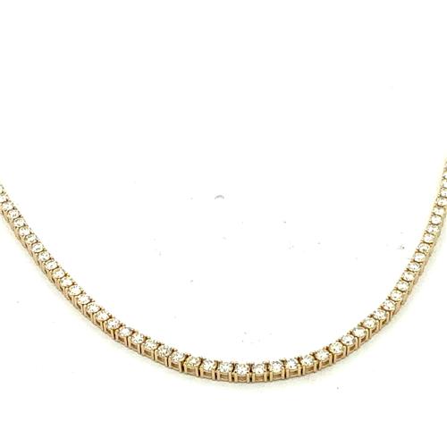 14k Yellow Gold 6.5CT Diamond Tennis Necklace